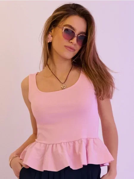 Топ Sinsay с рюшами розовый