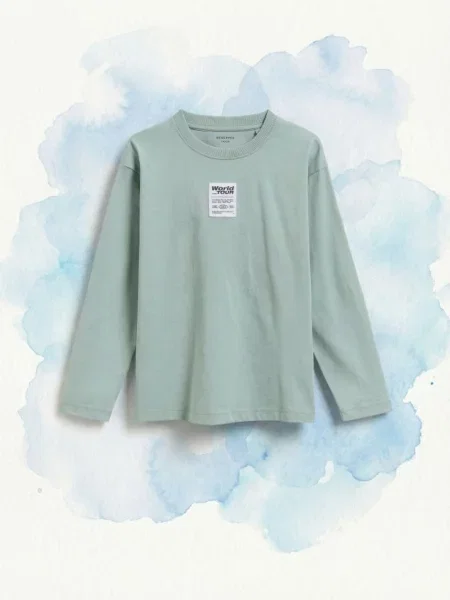 Reserved Tricou cu mânecă lungă albastru-pal albastru