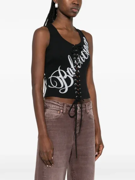 Top Balenciaga din dantelă negru