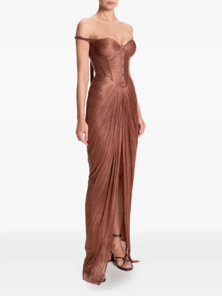 Rochie maxi Maria Lucia Hohan tip corset de costum maro