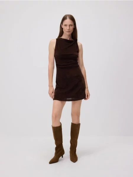 Reserved Rochie mini cu încrețitură maro-închis maro