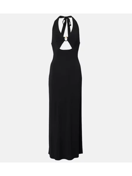 Rochie maxi Max Mara cu gât halter de costum negru