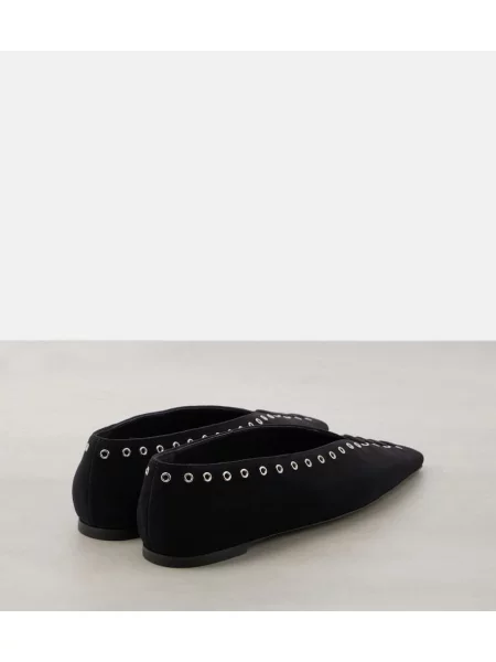 Balerini Toteme cu șireturi din piele de căprioară negru