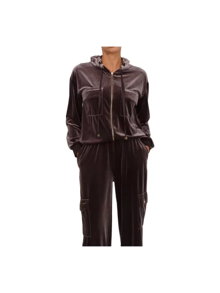 Liu Jo Bluzy Kobieta XS Chenille Hoodie brązowy