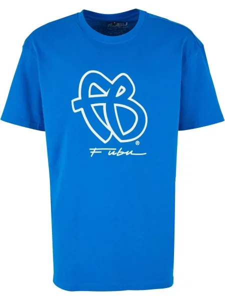 FUBU Tricou albastru cobalt / amestacat alb