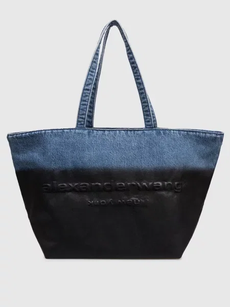 Джинсова сумка-тоут Punch Tote з фактурним логотипом Alexander Wang чорна
