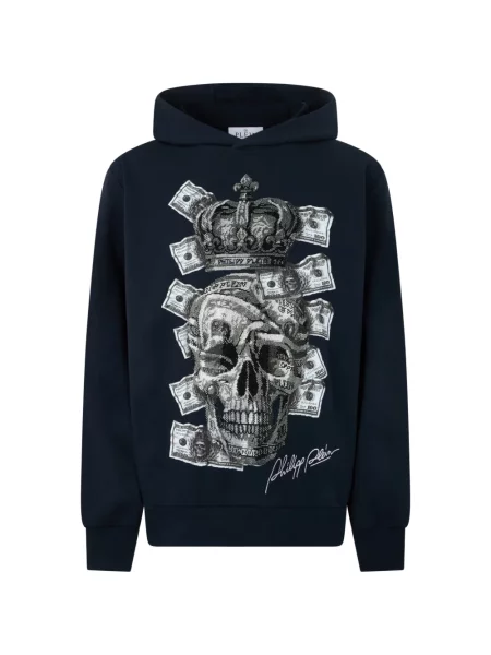 Hanorac cu glugă Philipp Plein cu imagine albastru