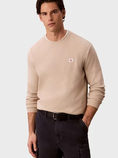 Лонгслів Calvin Klein Jeans бежевий