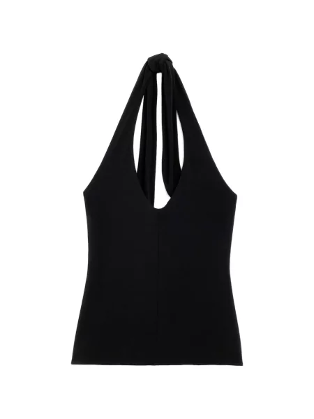 Top Ami Paris din jerseu cu spatele deschis negru