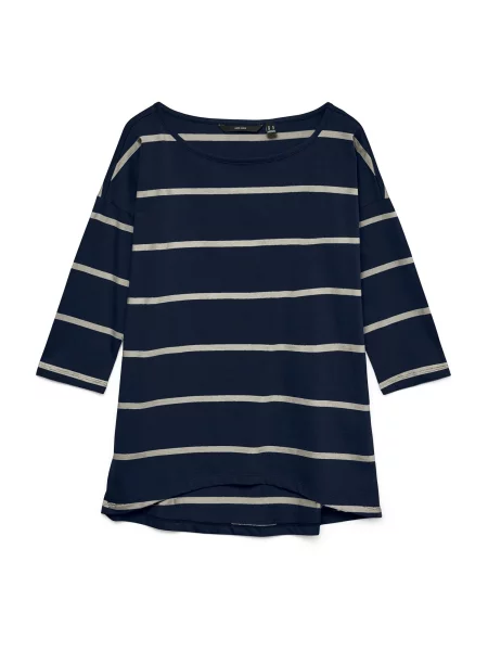 VERO MODA Tricou VMDINA crem / închis albastru