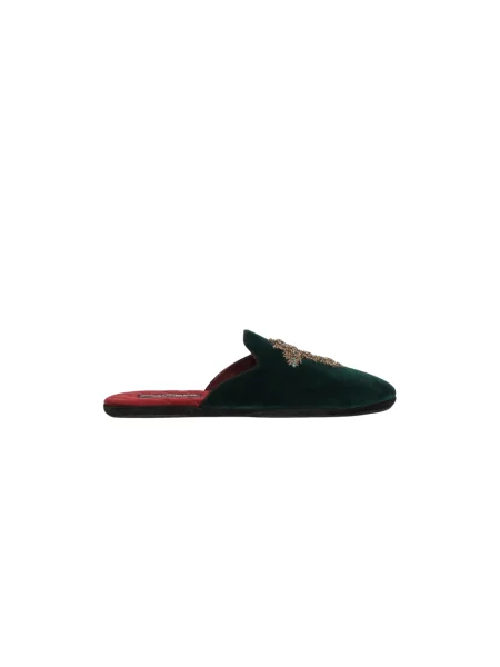 Haftowane welurowe półbuty Dolce And Gabbana zielone