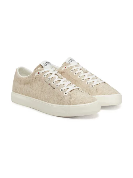 Lniane sneakersy Tommy Hilfiger beżowe