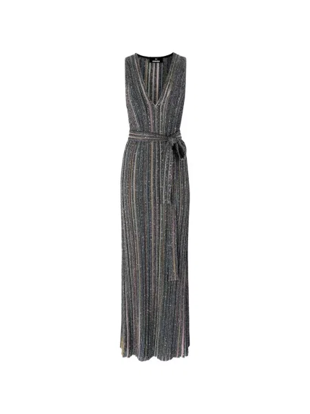 Rochie maxi Missoni cu paiete cu dungi negru