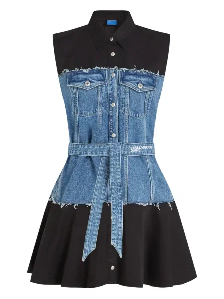 Rochie din denim Karl Lagerfeld Jeans fără mâneci de costum albastru