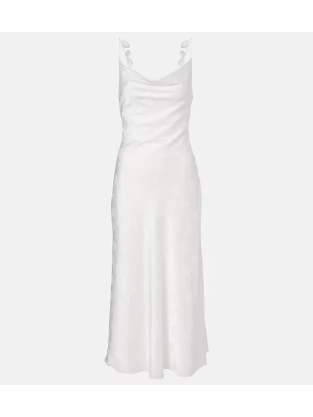 Rochie midi Rotate din satin până la genunchi de costum alb