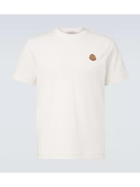 Tricou Moncler din piele alb