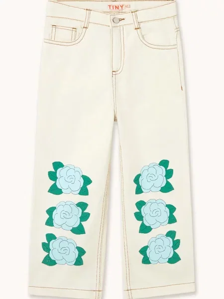 Tinycottons джинси дитячі BLUE FLOWER PRINT DENIM JEANS сині