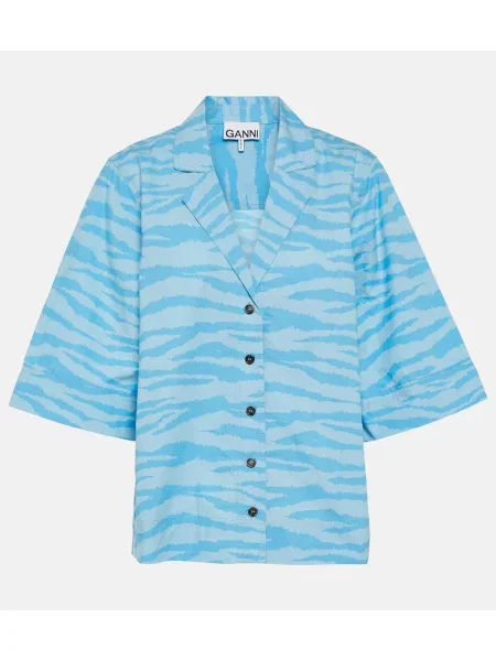 Cămașă Ganni cu imagine albastru