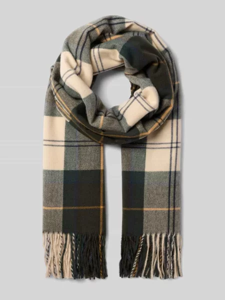 Szal z wzorem na całej powierzchni model HAILES' Barbour zielona