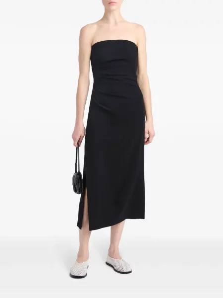Krepo midi suknelė Proenza Schouler iki kelių be petnešėlių juoda