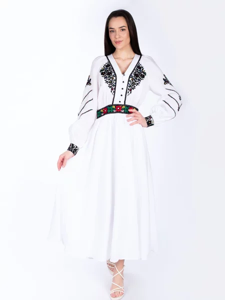 Платье Edelvika с вышивкой белое