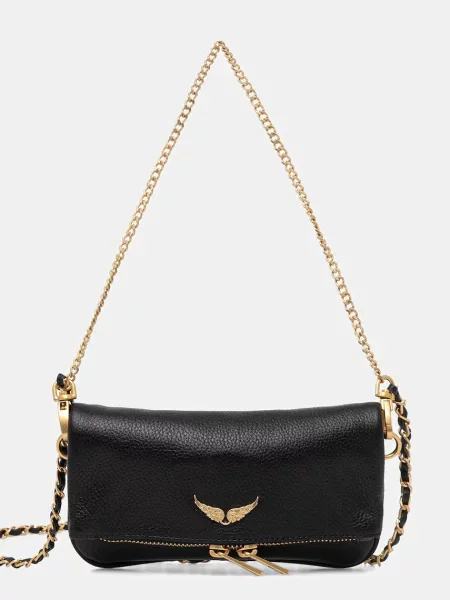 Zadig&Voltaire crossbody kabelka kožená ROCK NANO GRAINED LEATHER černá