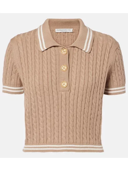 Pletena polo majica Alessandra Rich bež