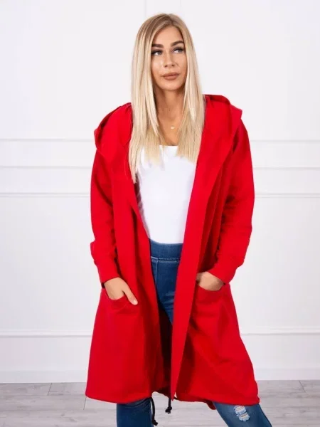 Sweter Kesi z kapturem czerwony