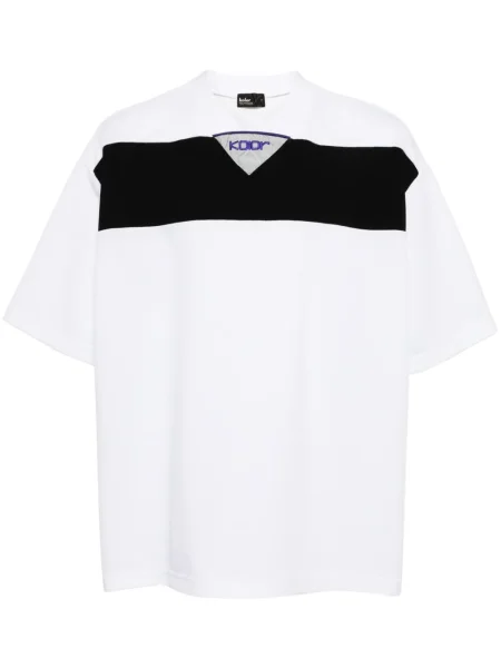Tricou Kolor cu dungi din jerseu alb