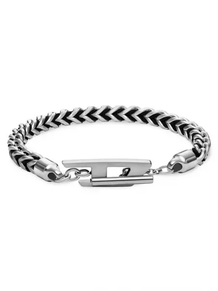 Diesel Narukvica D Logo Chain Srebrna crna