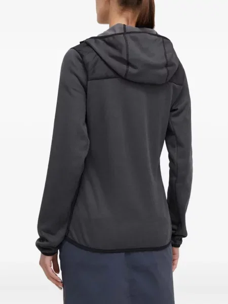 Geacă cu puf Adidas din piele de căprioară cu dungi cu glugă albastru