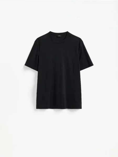 Reserved Tricou regular cu mercerizat negru