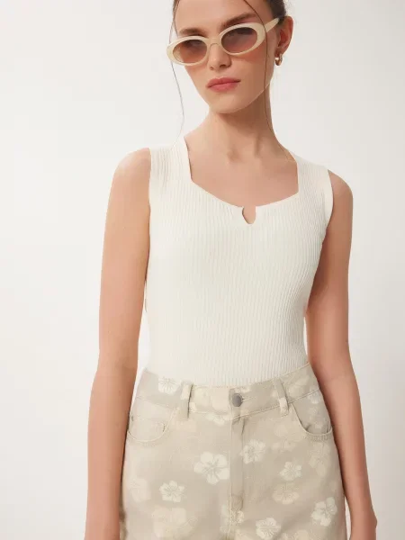 Happiness İstanbul Top brodat ecru