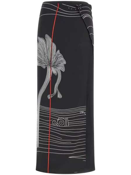 Fustă Ferragamo de mătase cu imagine negru