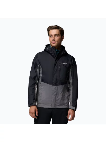 Férfi esőkabát Columbia Pouring Adventure III black/city grey. Méret: XL fekete