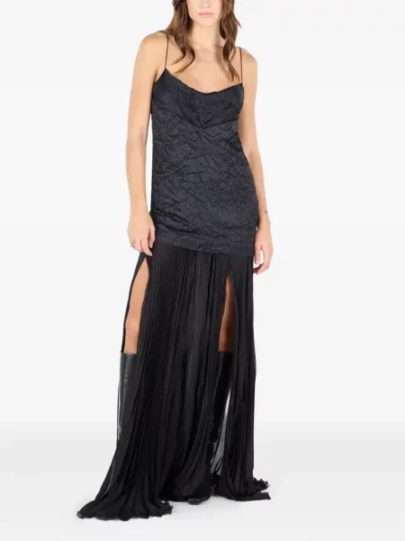 Rochie maxi Roberto Cavalli de mătase de costum negru