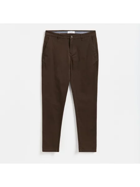 Reserved Kalhoty chino slim fit tmavě hnědá