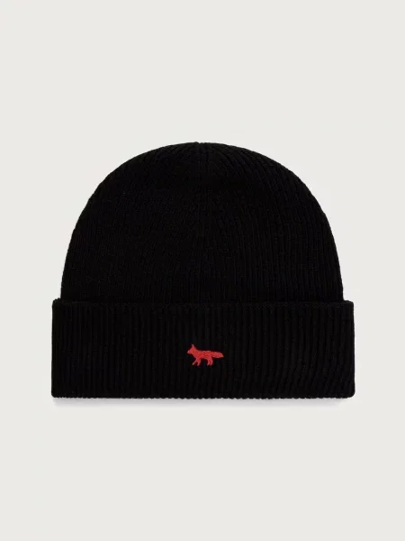 Czapka Maison Kitsune wełniana czarna