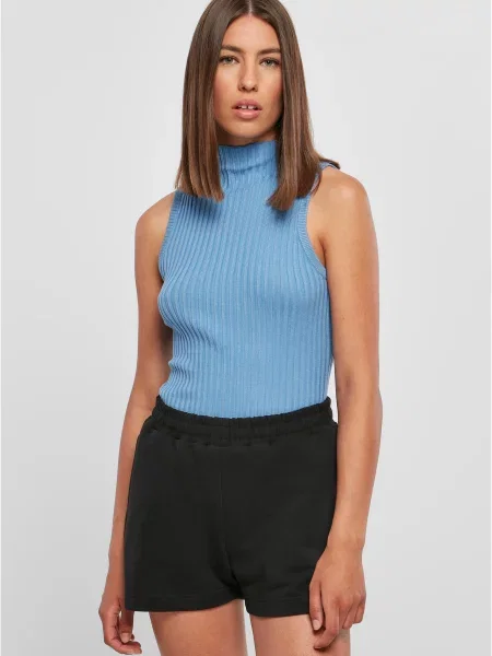 Dzianinowy top Urban Classics bez rękawów niebieski