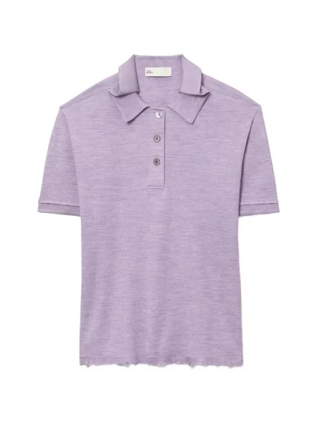 Tricou polo Tory Burch de mătase violet