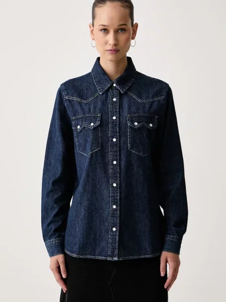 United Colors of Benetton cămașă pentru femei din denim albastru