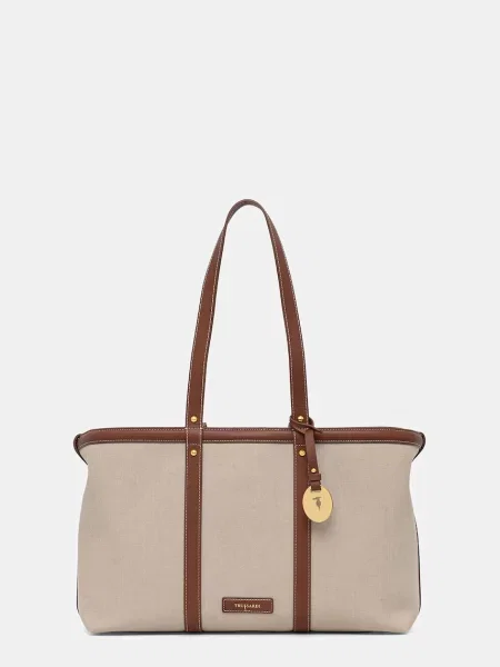 Shopperka Trussardi skórzana brązowa