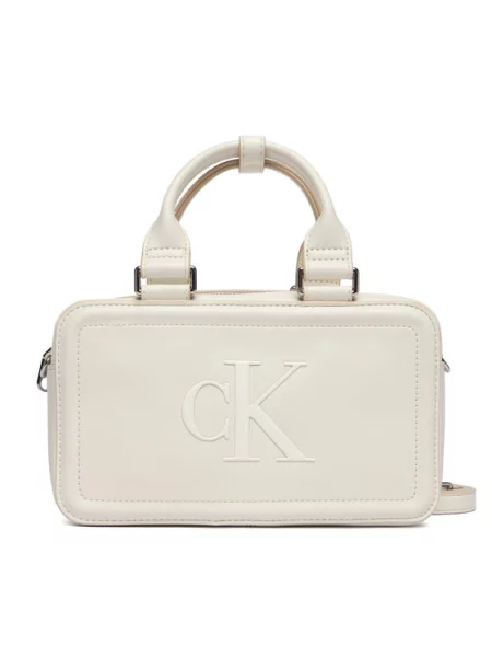 Τσάντα Calvin Klein Bold Ck Elongated Mini Tote λευκό