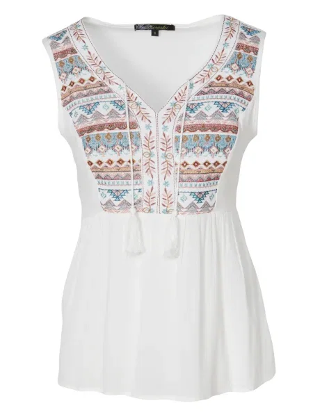 KOROSHI Top cyan / maro deschis / roz alb