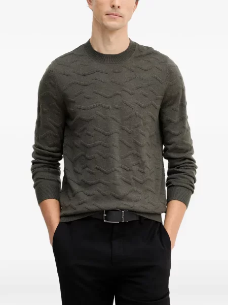 Pulover Armani Exchange cu decolteu rotund maro