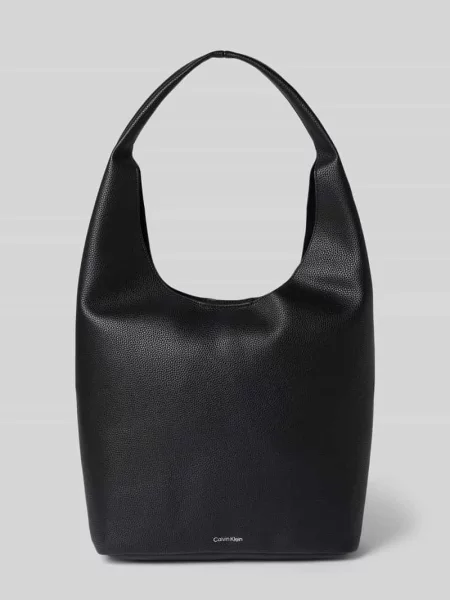 Torebka z detalem z logo model ‘SLOUCHY PEBBLE MEDIUM’ Ck Calvin Klein czarna