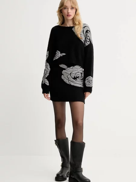 Спідниця з домішкою вовни Gestuz mini олівець чорний