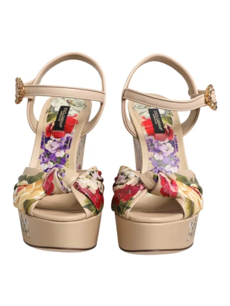 Sandały Dolce And Gabbana skórzane na koturnie