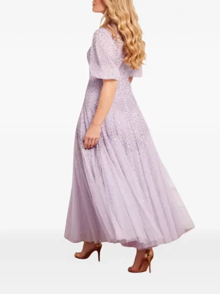 Šaty Needle & Thread s flitry s výstřihem do v fialové