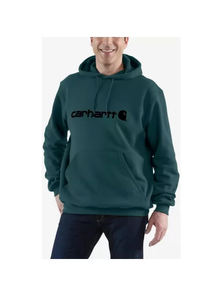 Bluza z kapturem Carhartt Signature Logo ciemnozielona M zielona